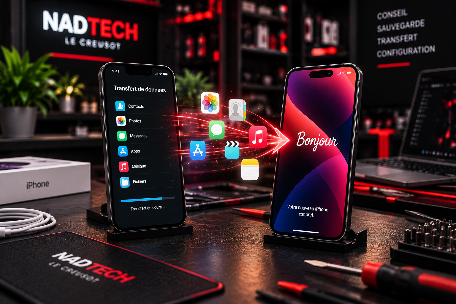 Transfert de données smartphone chez NADTECH Le Creusot